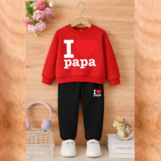 I Love PAPA Kids Sweat Style 2-Pcs Winter Tracksuit. KWTS-02