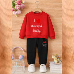 I Love D+M Kids Sweat Style 2-Pcs Winter Tracksuit. KWTS-02