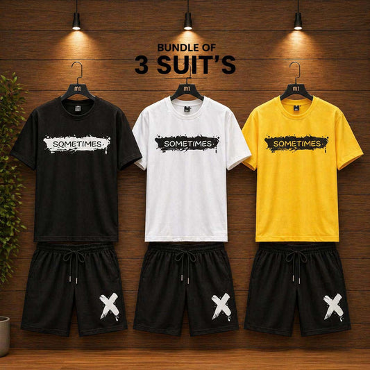 Some-Times Bundle Of 3 Casual Wear 2-Pcs Summer Suit. Deal-02 (Clearance-Sale)