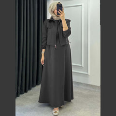 Drop Shoulder Short Jacket Maxi Style 2-Pcs Winter Co-Ord Set. WWTS-15 V3