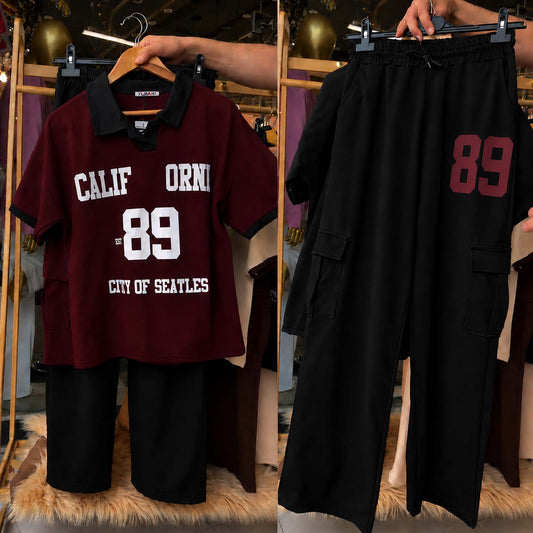 Cali-89 Collar Cargo Style Western 2-Pcs Summer Tracksuit For Her. WSTS-05