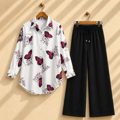 Western Butterfly Printed 2-Pcs Turkish Co-Ord Set.