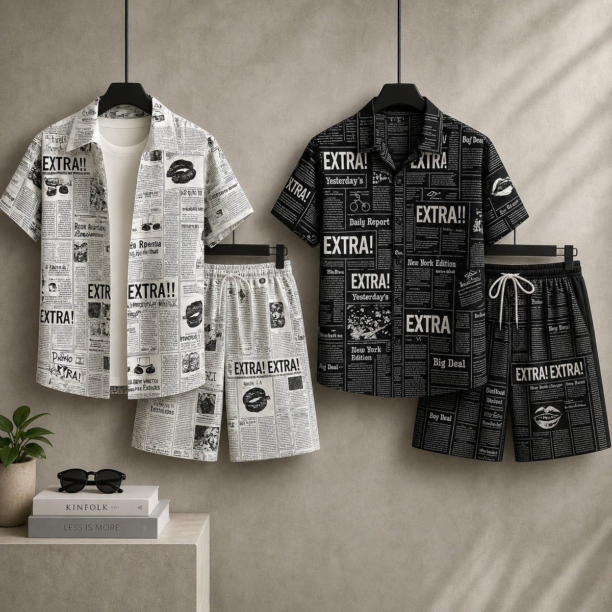 Bundle Of 2 All-Over 3D Printed Dry-Fit 2-Pcs Summer Suit. MS3D-14+15