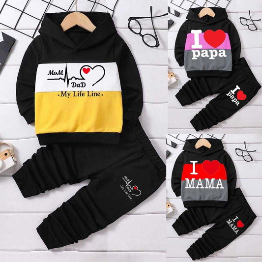 Bundle Of 3 Patch-Work Printed Hoodie Style Kids Track-Suit.