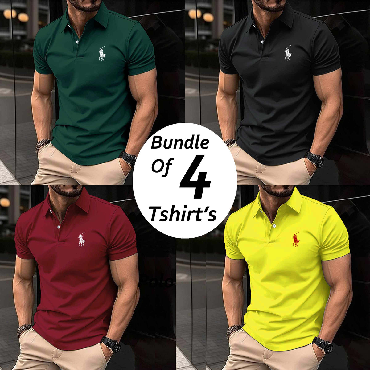 Bundle Of 4 Logo Different Colour's Polo Tshirt's.