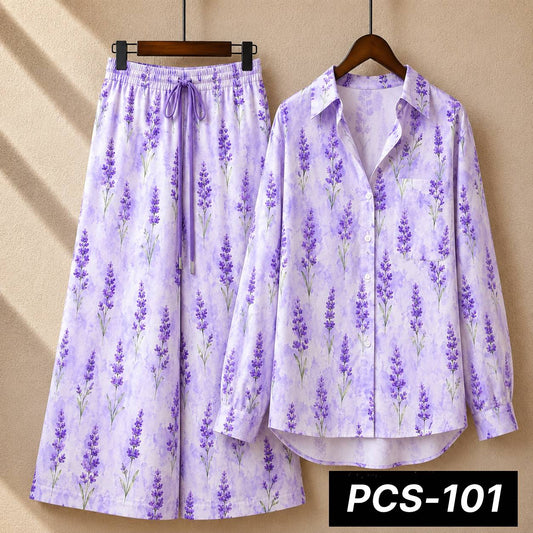 Alenza Crepe Printed Western Shirt Style 2-Pcs Stiched Co-Ord Set. PCS-101