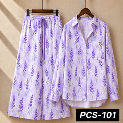 Alenza Crepe Printed Western Shirt Style 2-Pcs Stiched Co-Ord Set. PCS-101