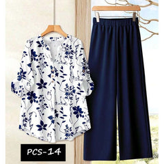 Binara Printed Western Shirt Style 2-Pcs Stiched Co-Ord Set. PCS-14