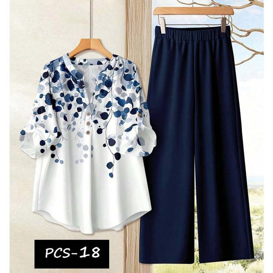 Binara Printed Western Shirt Style 2-Pcs Stiched Co-Ord Set. PCS-18