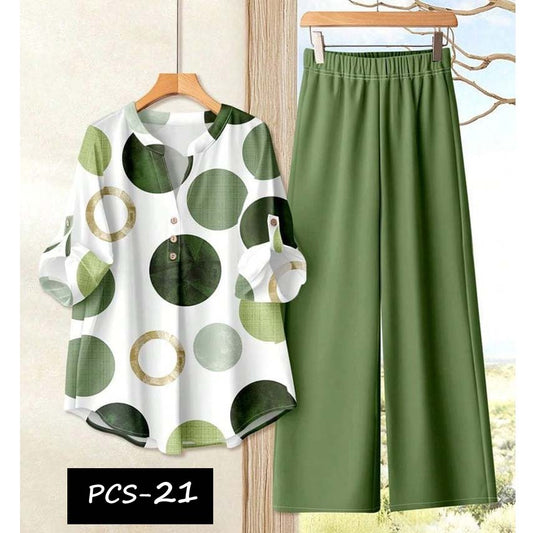 Binara Printed Western Shirt Style 2-Pcs Stiched Co-Ord Set. PCS-21