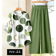 Binara Printed Western Shirt Style 2-Pcs Stiched Co-Ord Set. PCS-21