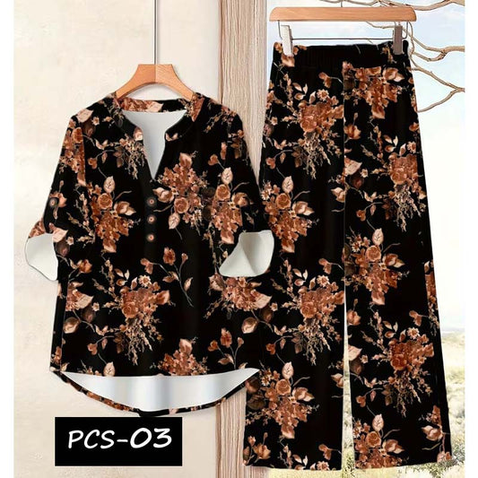 Binara Printed Western Shirt Style 2-Pcs Stiched Co-Ord Set. PCS-03