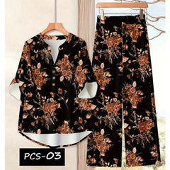 Binara Printed Western Shirt Style 2-Pcs Stiched Co-Ord Set. PCS-03