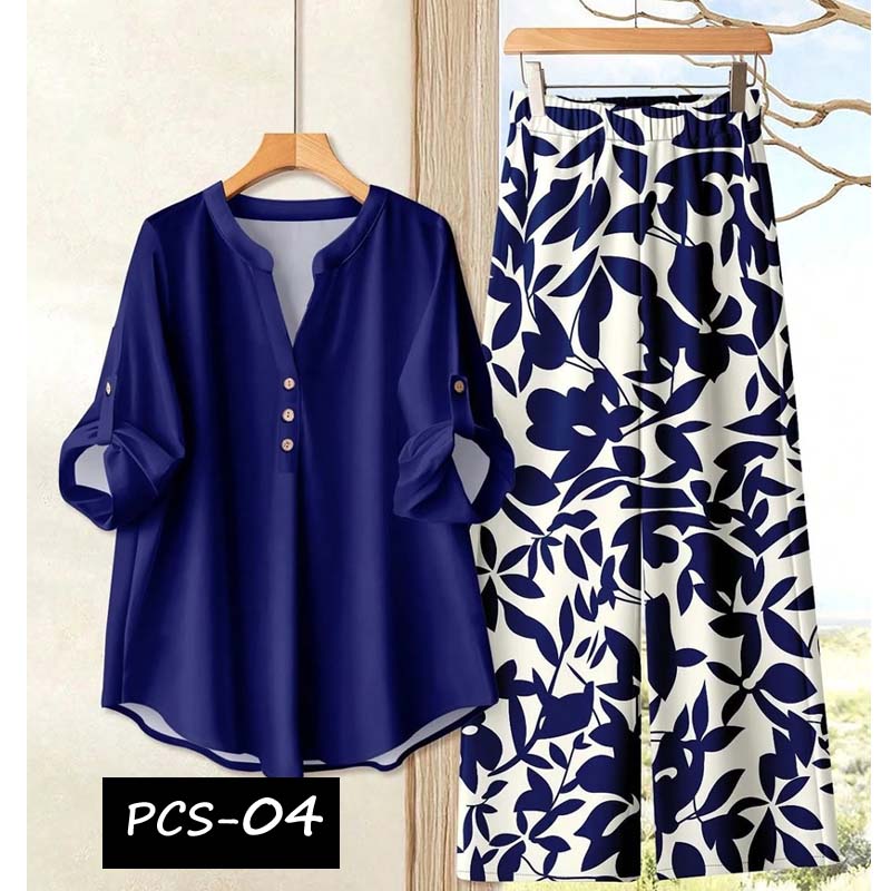 Binara Printed Western Shirt Style 2-Pcs Stiched Co-Ord Set. PCS-04