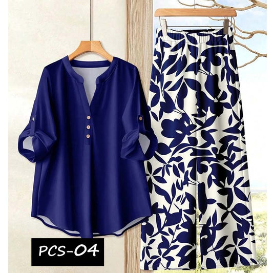 Binara Printed Western Shirt Style 2-Pcs Stiched Co-Ord Set. PCS-04