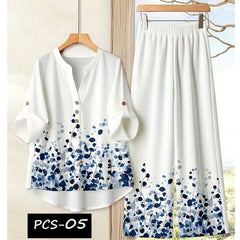 Binara Printed Western Shirt Style 2-Pcs Stiched Co-Ord Set. PCS-05