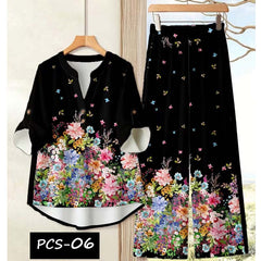 Binara Printed Western Shirt Style 2-Pcs Stiched Co-Ord Set. PCS-06