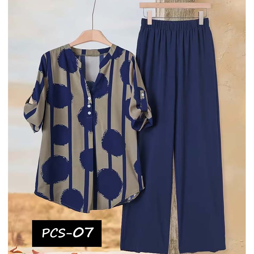 Binara Printed Western Shirt Style 2-Pcs Stiched Co-Ord Set. PCS-07