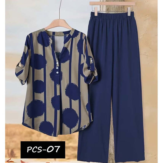 Binara Printed Western Shirt Style 2-Pcs Stiched Co-Ord Set. PCS-07