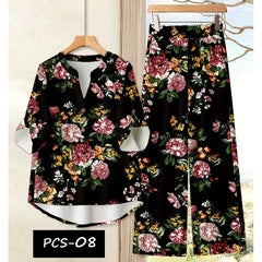 Binara Printed Western Shirt Style 2-Pcs Stiched Co-Ord Set. PCS-08