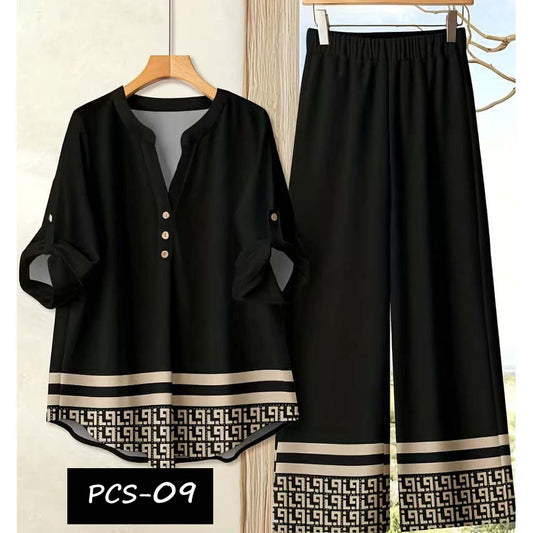 Binara Printed Western Shirt Style 2-Pcs Stiched Co-Ord Set. PCS-09