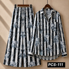 Alenza Crepe Printed Western Shirt Style 2-Pcs Stiched Co-Ord Set. PCS-111