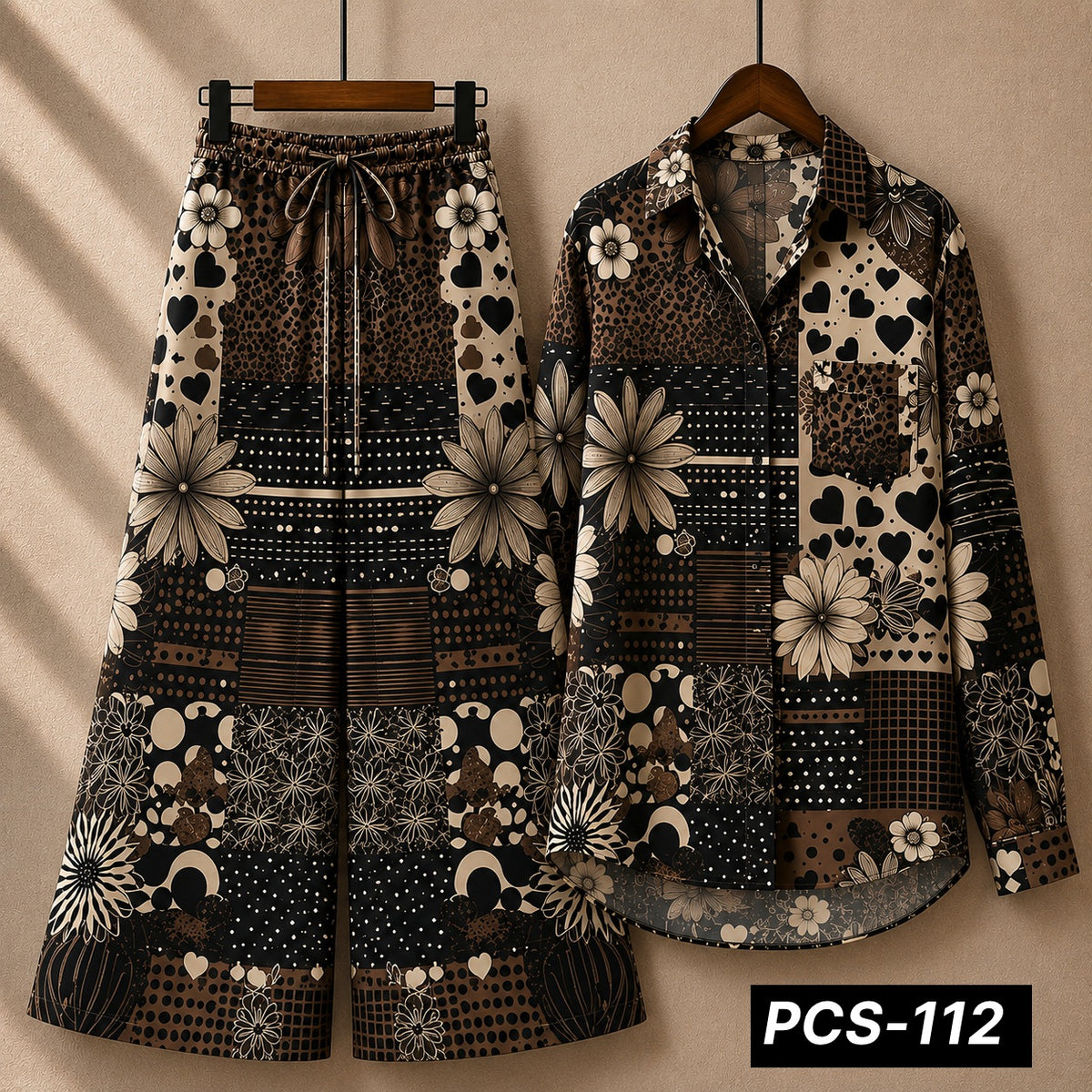 Alenza Crepe Printed Western Shirt Style 2-Pcs Stiched Co-Ord Set. PCS-112
