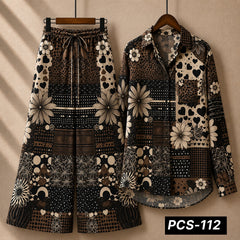 Alenza Crepe Printed Western Shirt Style 2-Pcs Stiched Co-Ord Set. PCS-112