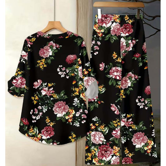 Binara Printed Western Shirt Style 2-Pcs Stiched Co-Ord Set. PCS-08