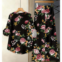 Binara Printed Western Shirt Style 2-Pcs Stiched Co-Ord Set. PCS-08