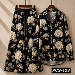 Alenza Crepe Printed Western Shirt Style 2-Pcs Stiched Co-Ord Set. PCS-103