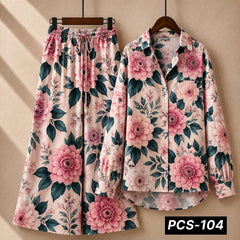 Alenza Crepe Printed Western Shirt Style 2-Pcs Stiched Co-Ord Set. PCS-104