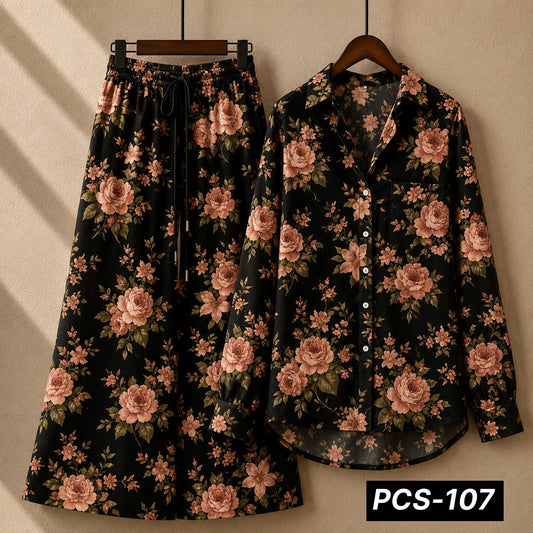 Alenza Crepe Printed Western Shirt Style 2-Pcs Stiched Co-Ord Set. PCS-107