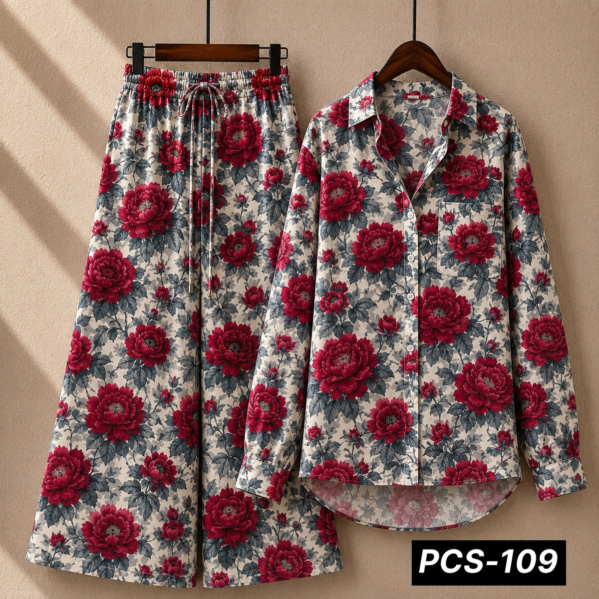 Alenza Crepe Printed Western Shirt Style 2-Pcs Stiched Co-Ord Set. PCS-109