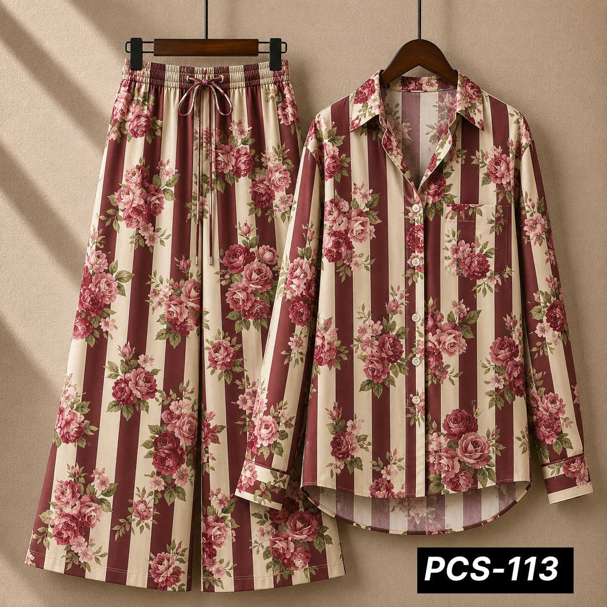 Alenza Crepe Printed Western Shirt Style 2-Pcs Stiched Co-Ord Set. PCS-113