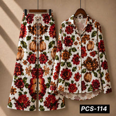 Alenza Crepe Printed Western Shirt Style 2-Pcs Stiched Co-Ord Set. PCS-114