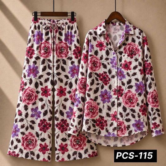 Alenza Crepe Printed Western Shirt Style 2-Pcs Stiched Co-Ord Set. PCS-115