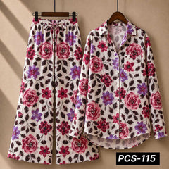 Alenza Crepe Printed Western Shirt Style 2-Pcs Stiched Co-Ord Set. PCS-115