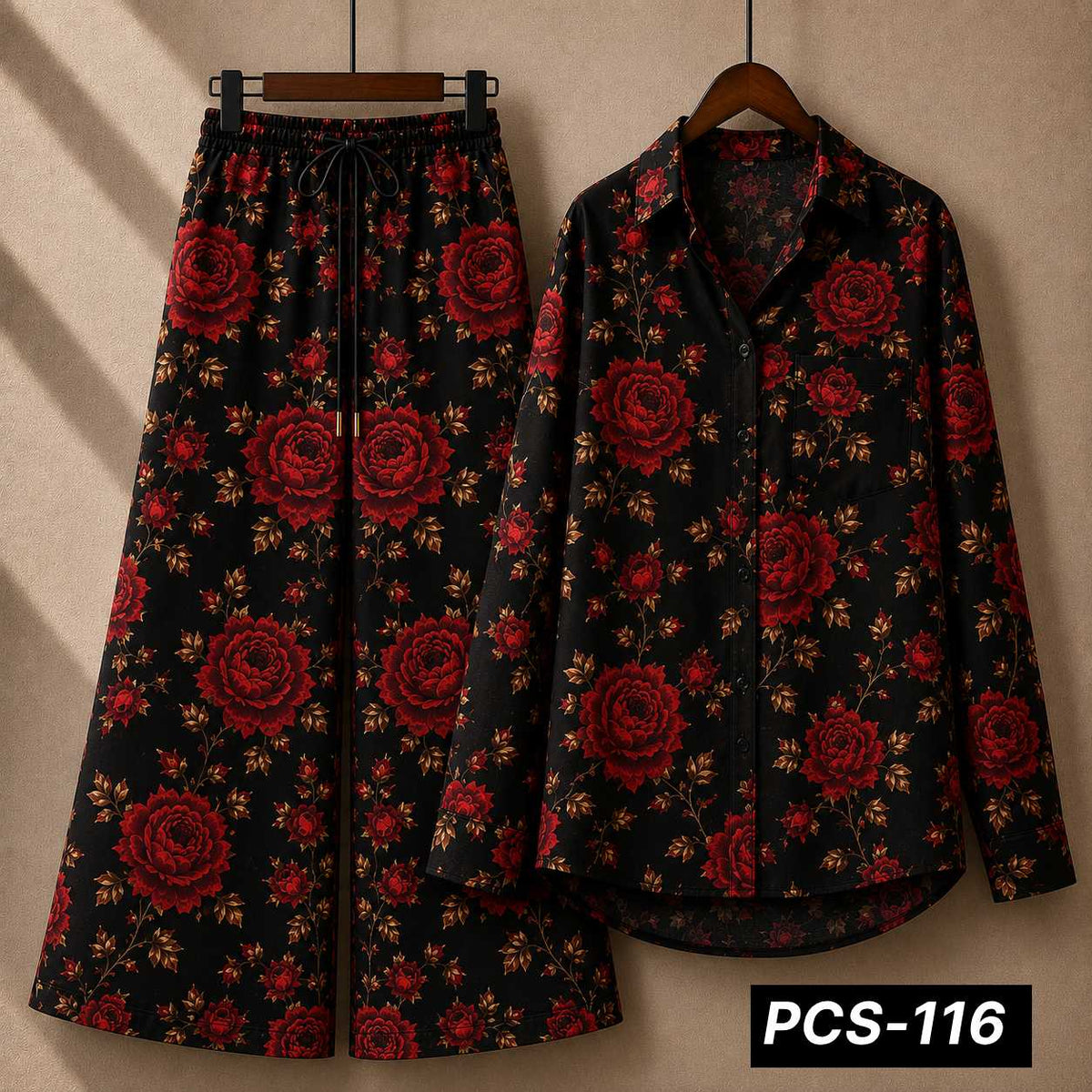 Alenza Crepe Printed Western Shirt Style 2-Pcs Stiched Co-Ord Set. PCS-116