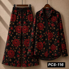 Alenza Crepe Printed Western Shirt Style 2-Pcs Stiched Co-Ord Set. PCS-116