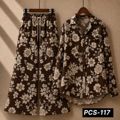 Alenza Crepe Printed Western Shirt Style 2-Pcs Stiched Co-Ord Set. PCS-117