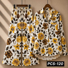 Alenza Crepe Printed Western Shirt Style 2-Pcs Stiched Co-Ord Set. PCS-120
