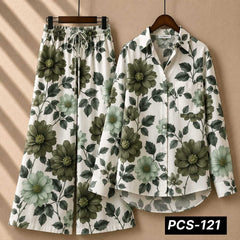 Alenza Crepe Printed Western Shirt Style 2-Pcs Stiched Co-Ord Set. PCS-121