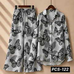 Alenza Crepe Printed Western Shirt Style 2-Pcs Stiched Co-Ord Set. PCS-122