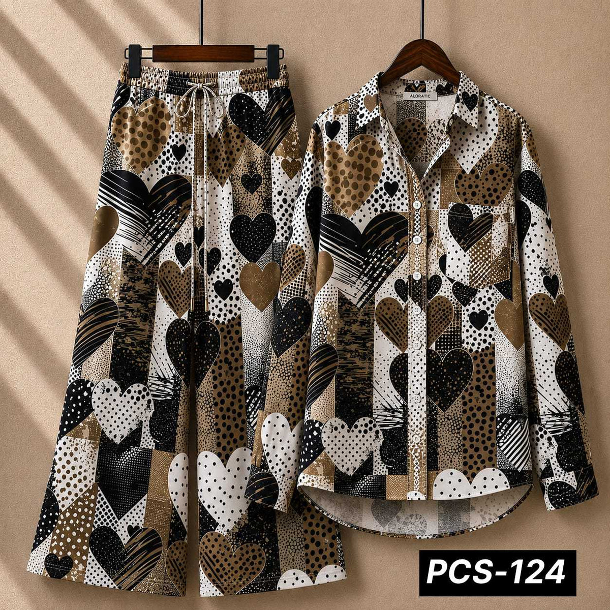 Alenza Crepe Printed Western Shirt Style 2-Pcs Stiched Co-Ord Set. PCS-124