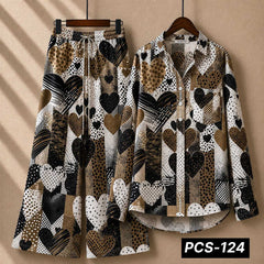 Alenza Crepe Printed Western Shirt Style 2-Pcs Stiched Co-Ord Set. PCS-124