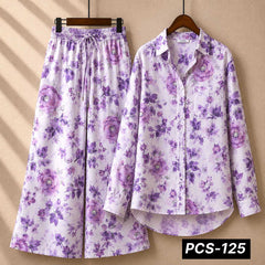Alenza Crepe Printed Western Shirt Style 2-Pcs Stiched Co-Ord Set. PCS-125