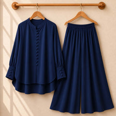 Fawoza Western Shirt & Plazo Style 2-Pcs Stiched Co-Ord Set.