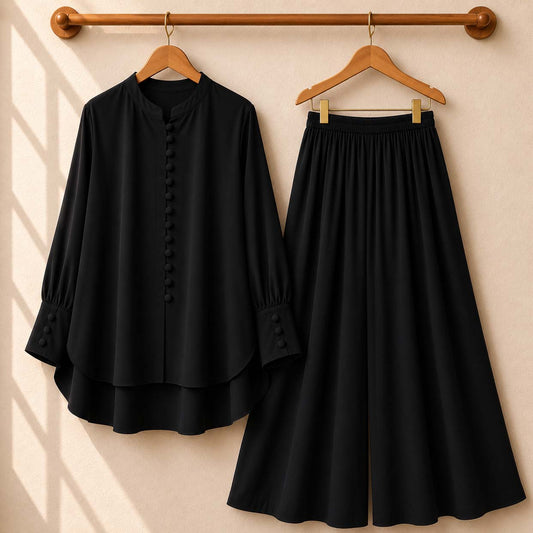 Fawoza Western Shirt & Plazo Style 2-Pcs Stiched Co-Ord Set.
