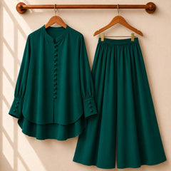 Fawoza Western Shirt & Plazo Style 2-Pcs Stiched Co-Ord Set.
